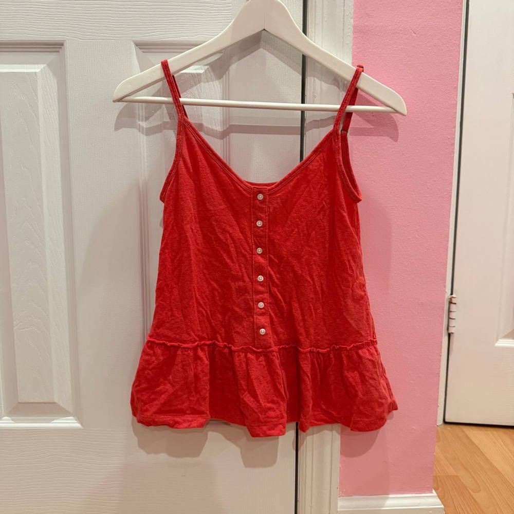 Abercrombie and Fitch Scarlett Red Sleeveless Button-Down Tank Top